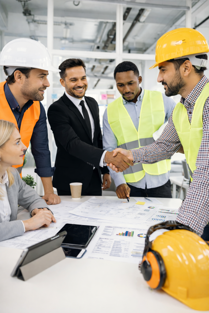 Project team discussing plans